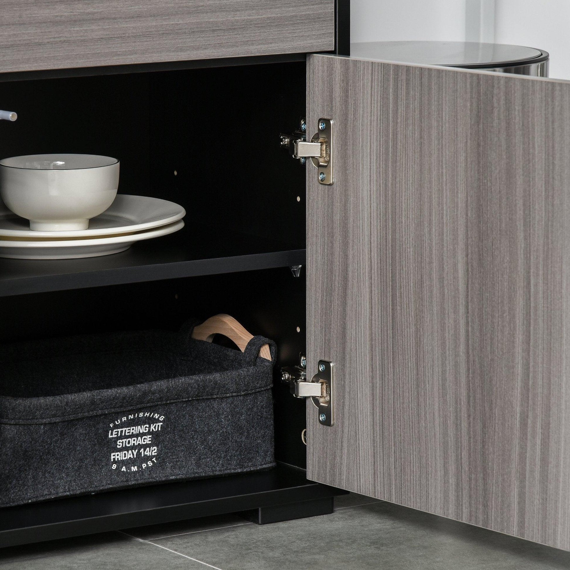 HOMCOMModern Stylish 2-Drawer Cabinet: Light Grey & Black - ALL4U RETAILER LTD