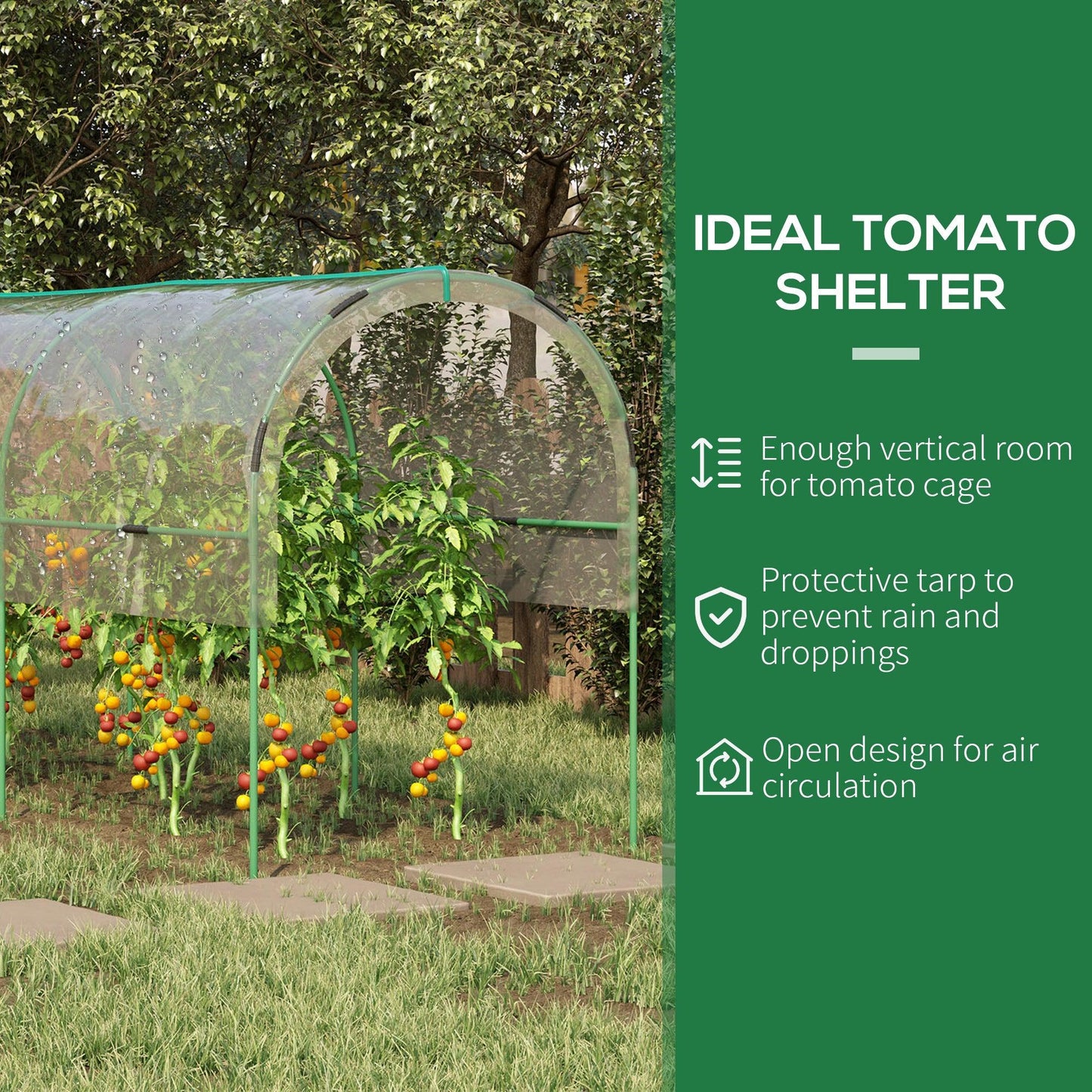 Outsunny Tomato Greenhouse with Top Tap, Pointed Bottom and Guy Ropes, Clear - ALL4U RETAILER LTD