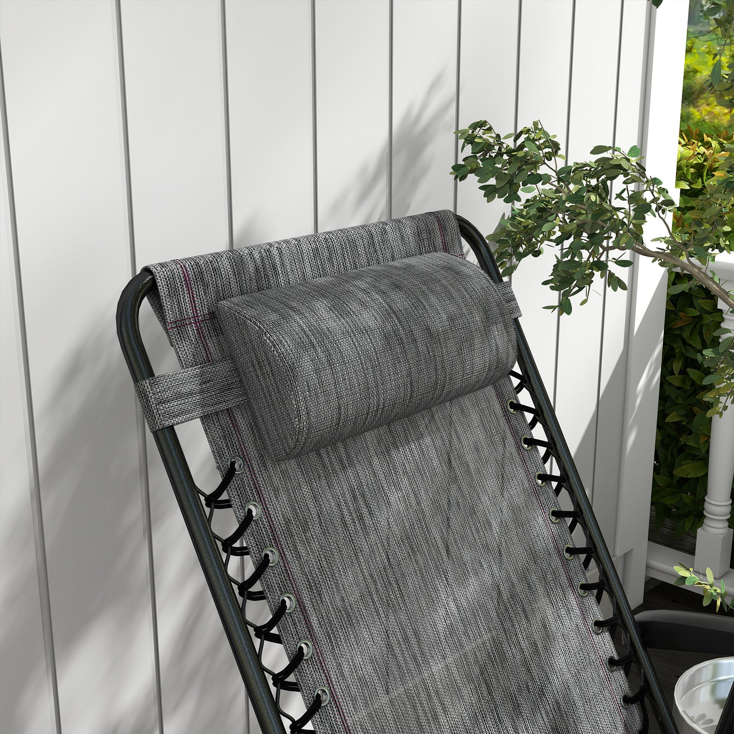 Outsunny Outdoor Portable Grey Zero Gravity Rocking Chair with Headrest - ALL4U RETAILER LTD