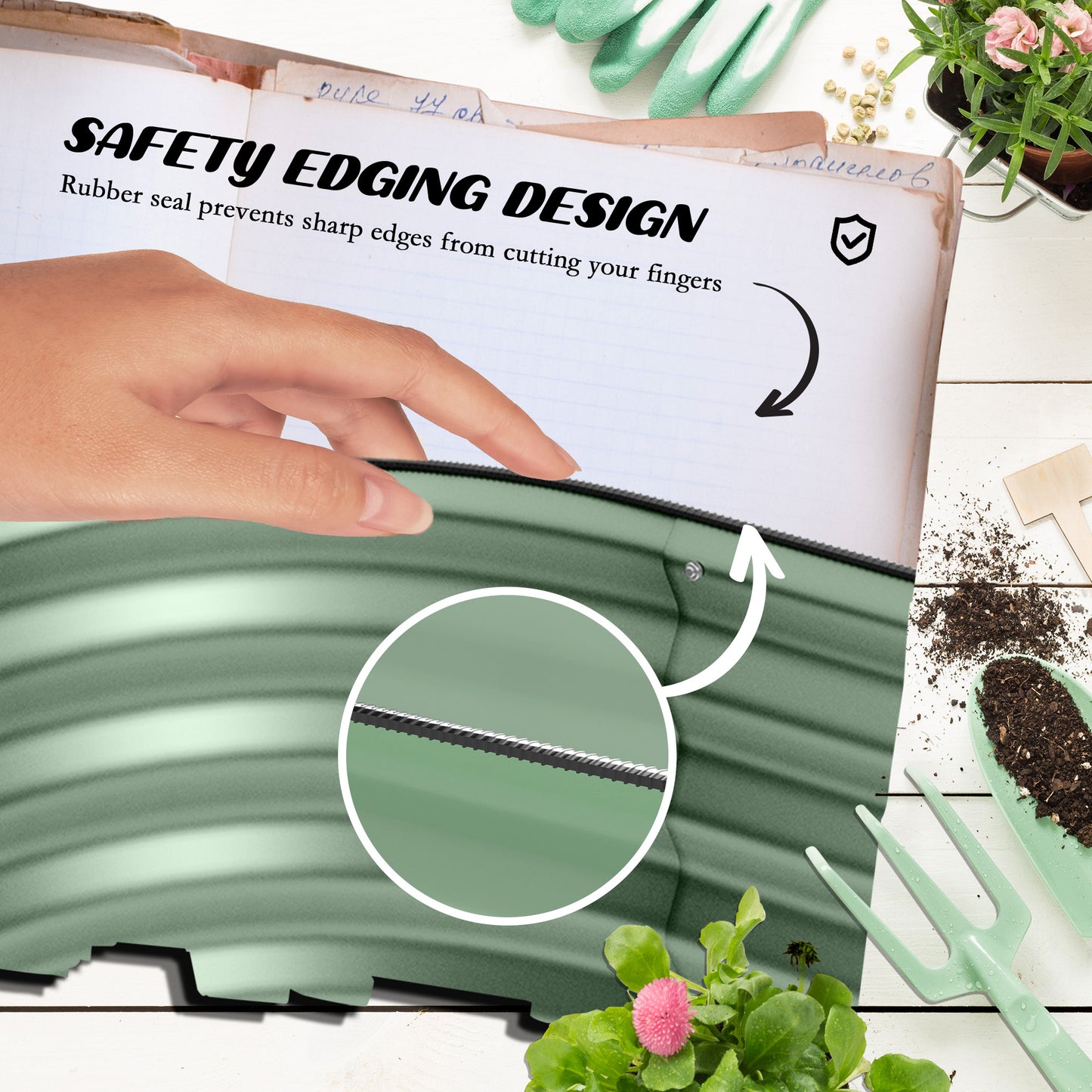 Outsunny Galvanised Raised Garden Bed Pack Of 2 Metal Planter Box With Safety Edging For Flowers Herbs Succulents Green