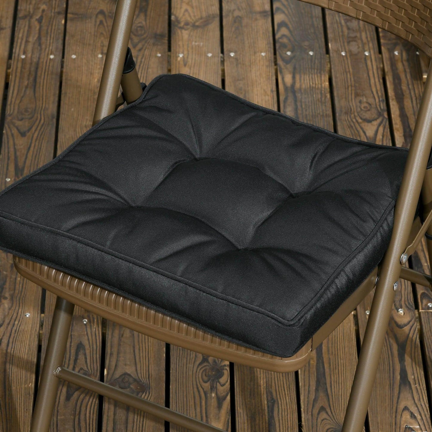 Outsunny Garden Seat Cushion: 40x40cm, Ties, Black - ALL4U RETAILER LTD