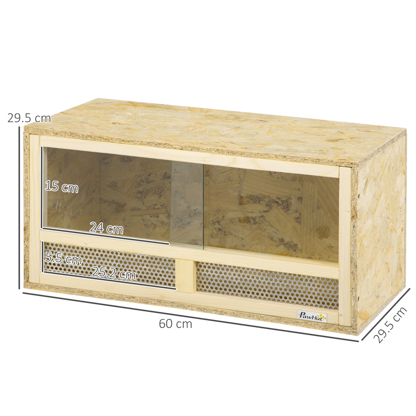 PawHut Reptile Habitat Terrarium with Sliding Glass Doors and Ventilated Mesh for Lizards and Snakes - ALL4U RETAILER LTD