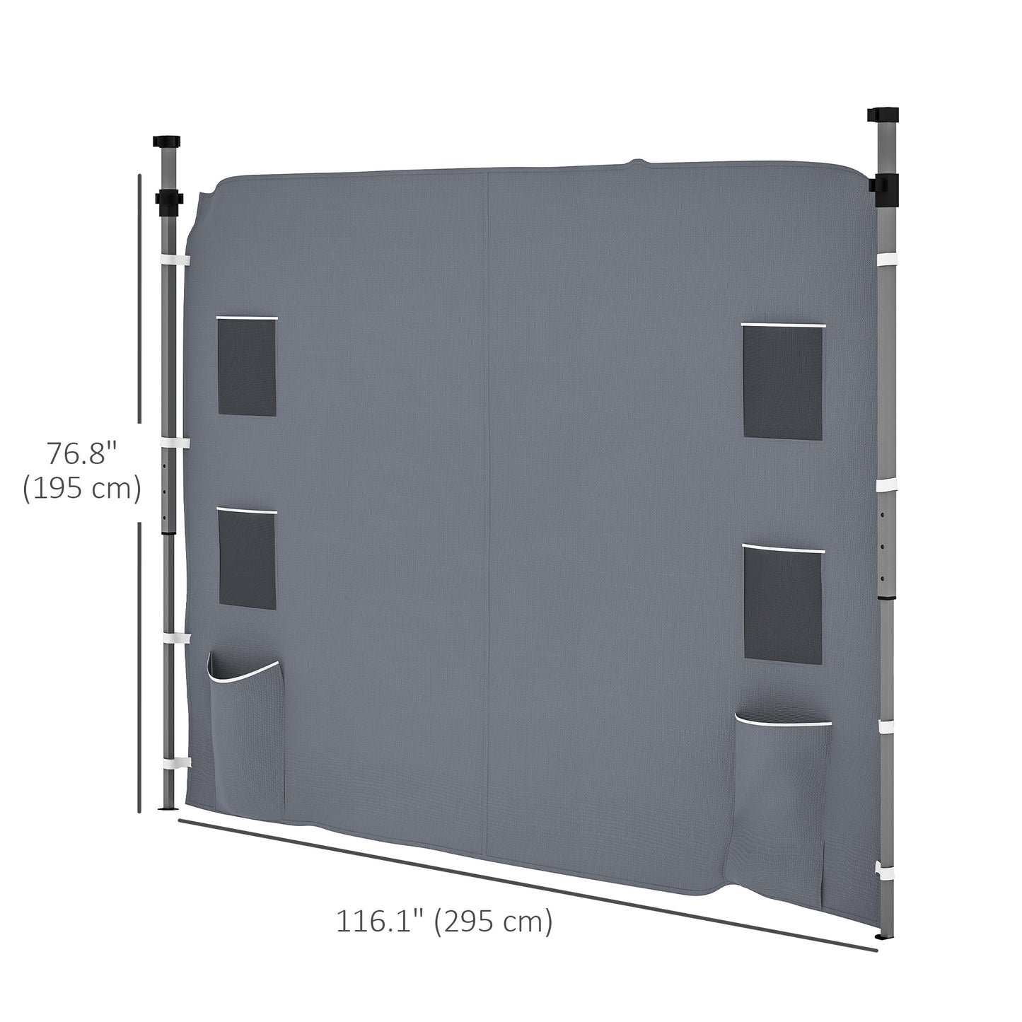 Outsunny 195 x 295cm Replacement Gazebo Sidewall Grey For 3x3m Outdoor Gazebo With Four Mesh Pockets