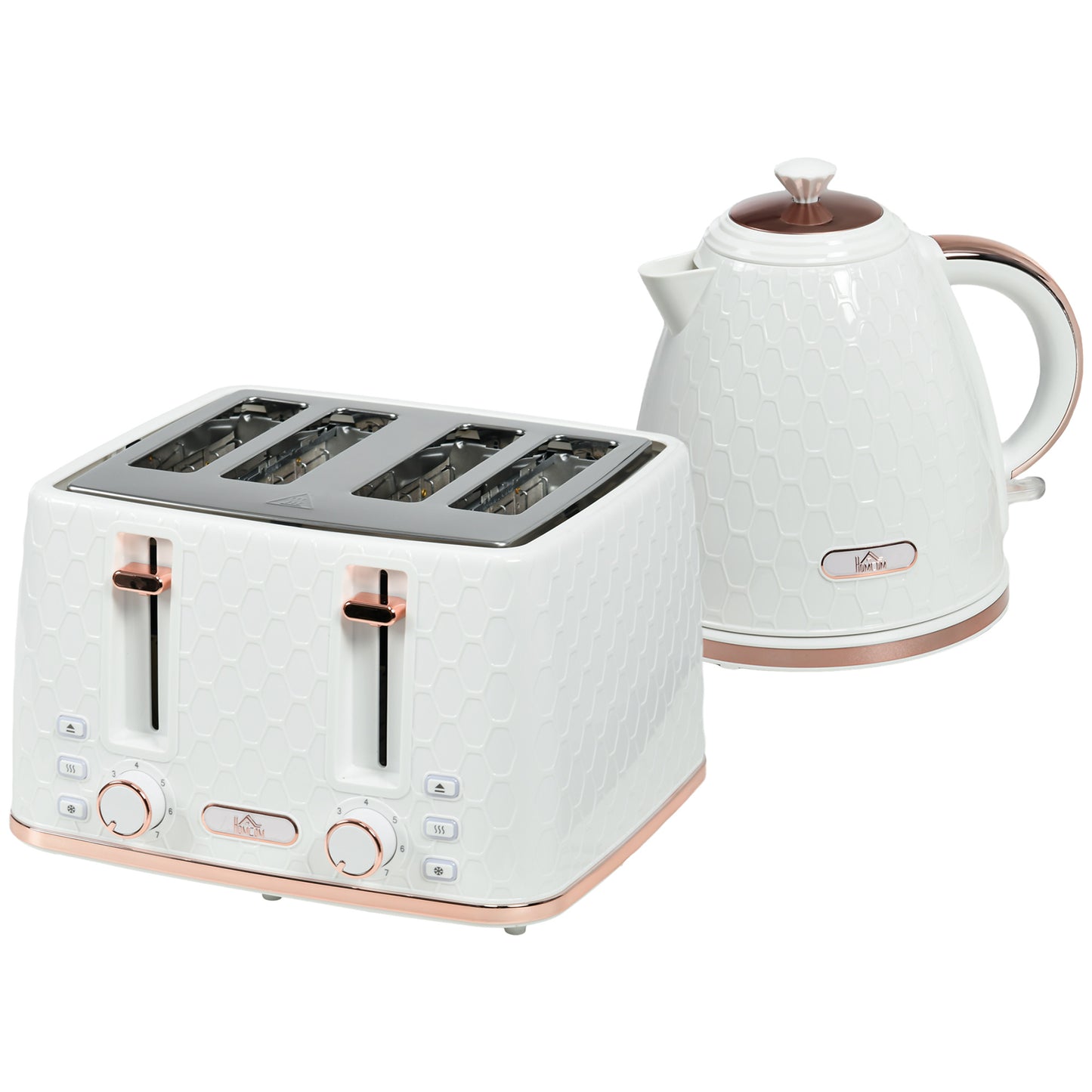 HOMCOM 3kW Rapid Boil Honeycomb Electric Kettle Cream Finish Fast Boiling Tea Coffee