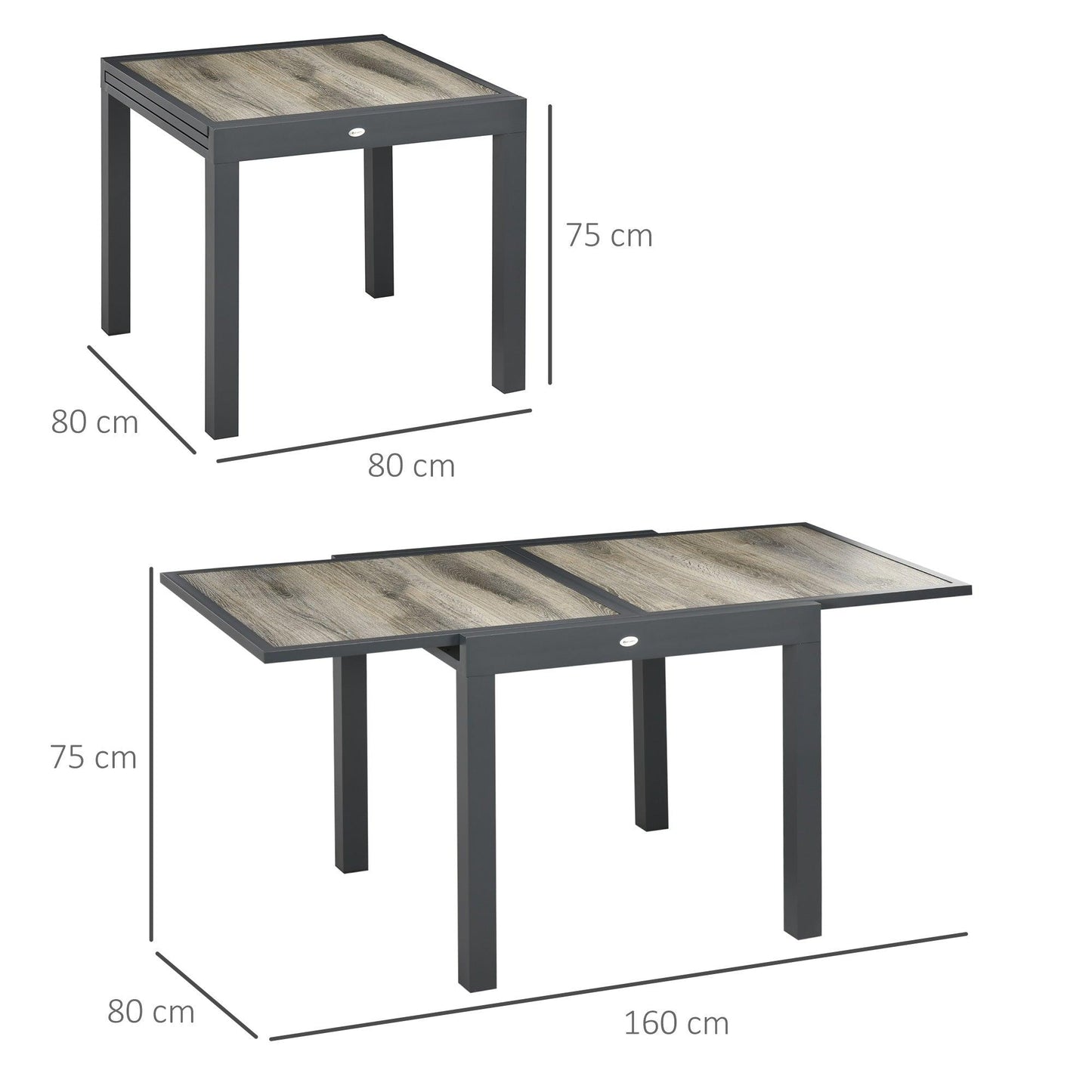 Outsunny Extendable Outdoor Dining Table Aluminium Rectangle Patio Table Beige - ALL4U RETAILER LTD