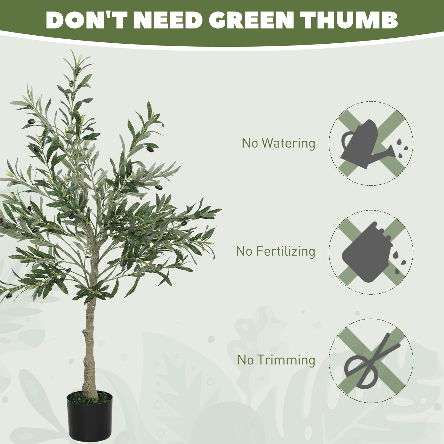 HOMCOM Set of Two Silk Leaf Artificial Olive Trees With Realistic Foliage in Cement Pots