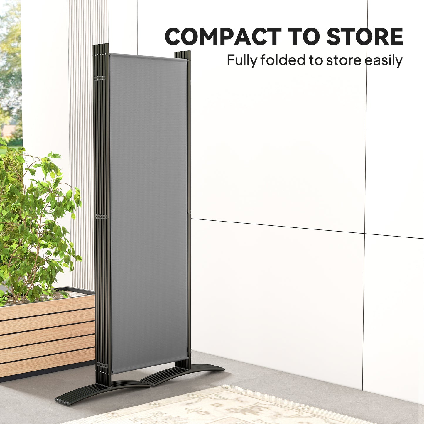 Outsunny 6 Panel Folding Room Divider Freestanding Garden Privacy Screen 332 X 172 cm Dark Grey