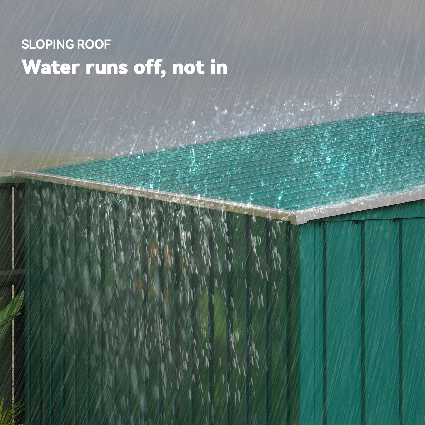 Outsunny 7 X 5ft Galvanised Metal Shed With Sliding Door Green Outdoor Storage For Tools And Bikes