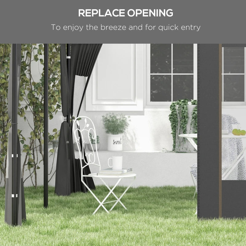 Outsunny Gazebo Side Panels - 2 Pack Replacement Sides for 3x3m or 3x6m Pop-Up Gazebo with Doors and Windows - Grey - ALL4U RETAILER LTD