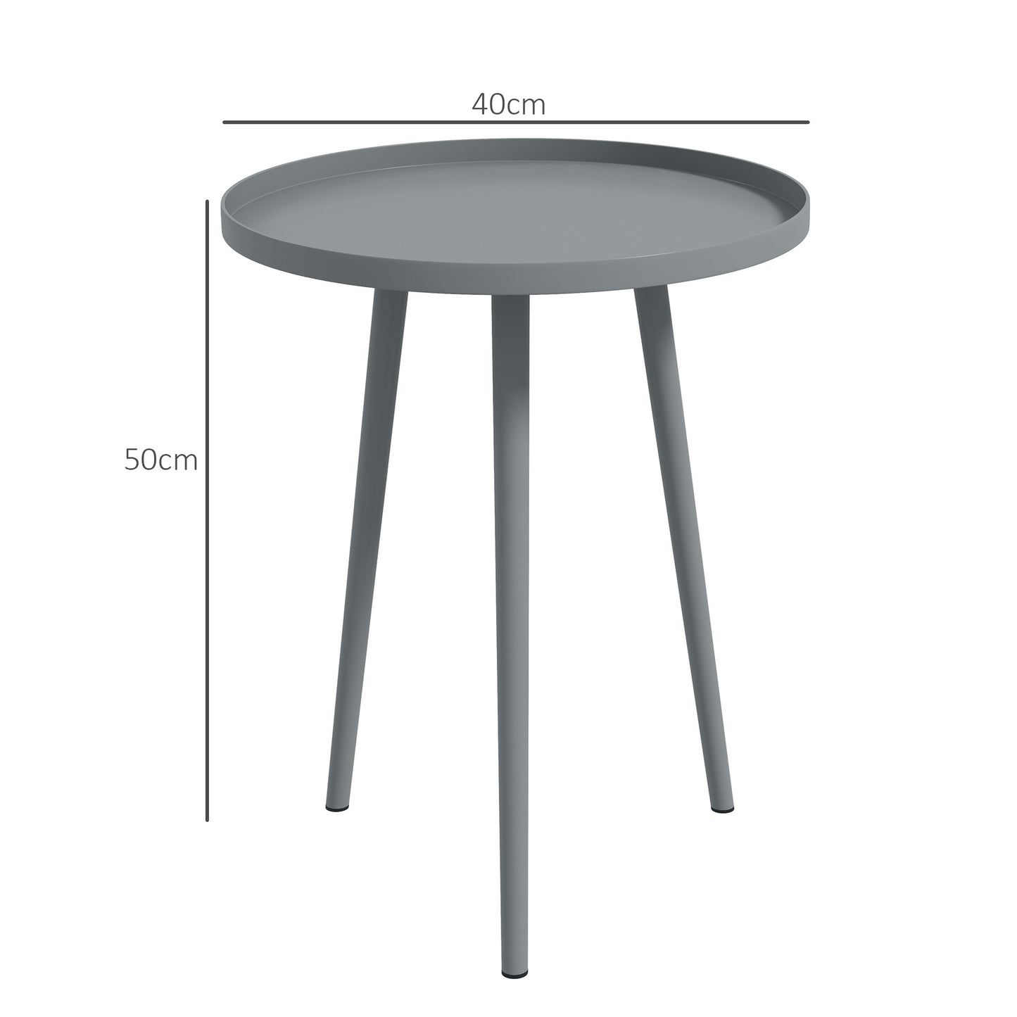 Outsunny Round Garden Coffee Table And Outdoor Side Table With Rounded Steel Edge 40 Cm Diameter 50 Cm High Grey