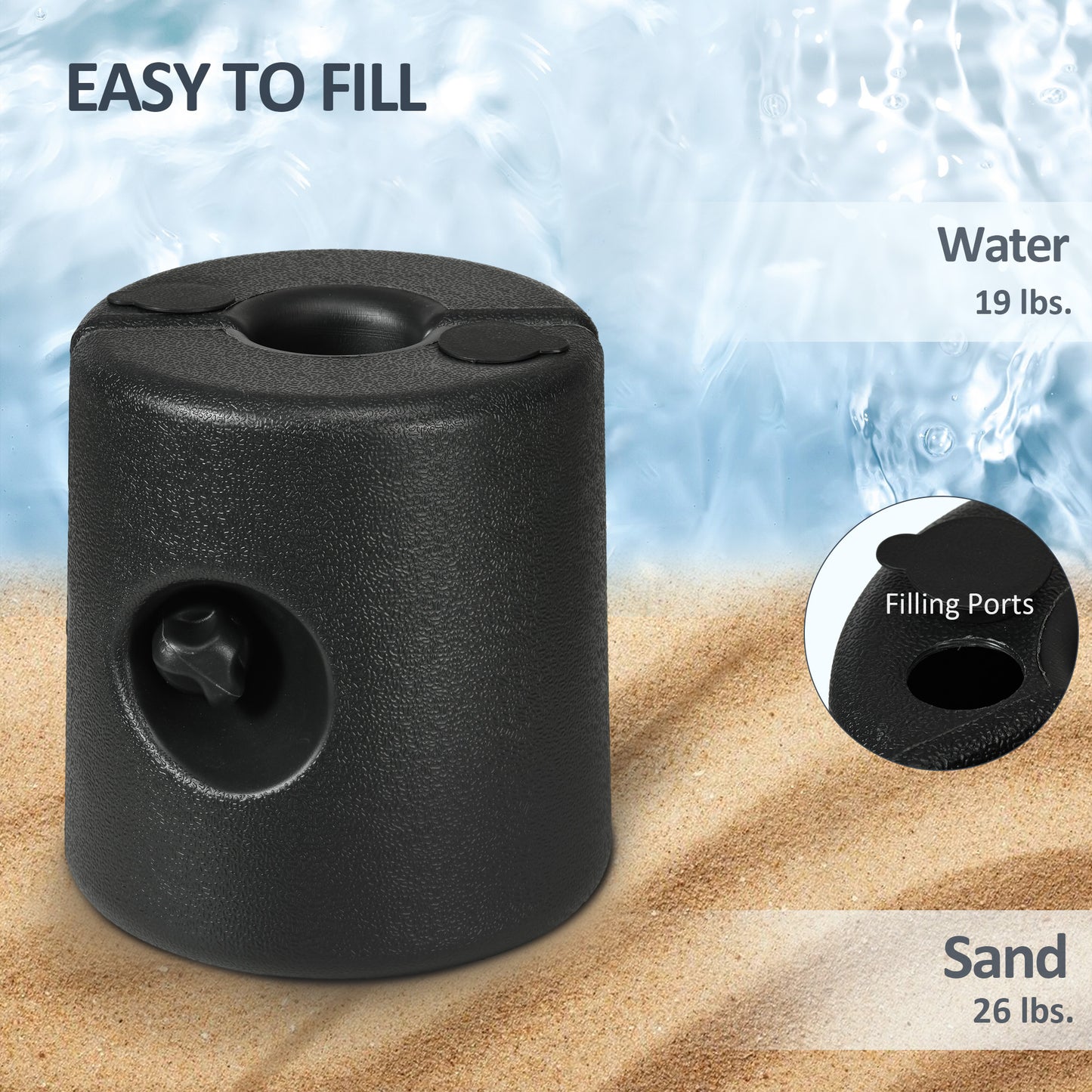Outsunny HDPE Tent Weights Set Of 4 Canopy Weights Fill With Water Or Sand 48 Kg