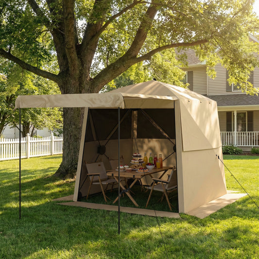 Outsunny Pop Up Gazebo Waterproof Instant Shelter With Awning Mesh Windows 2 x 2 m Khaki For Camping Patio