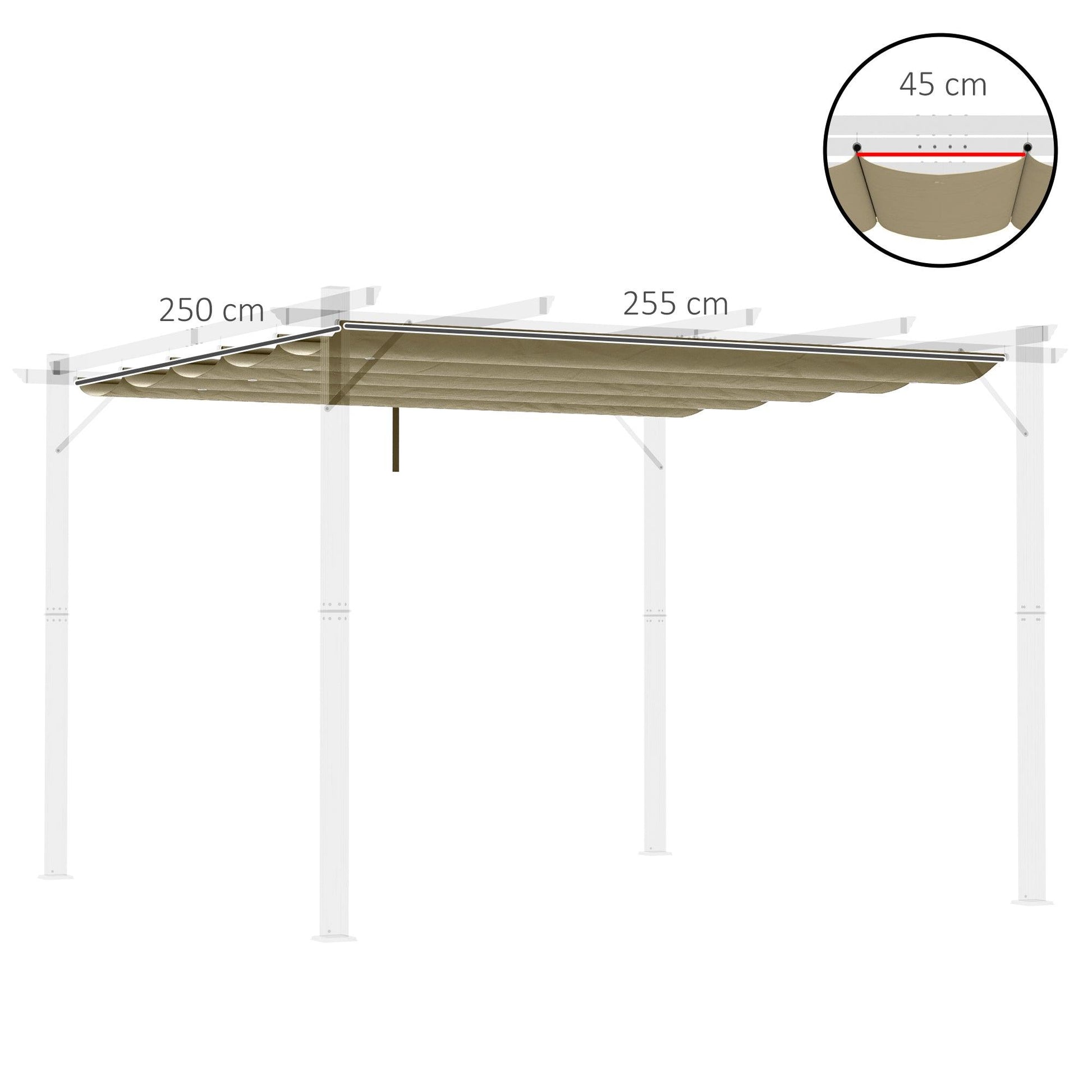 Outsunny Pergola Shade Cover Replacement Canopy for 3 x 3m Pergola, Tan - ALL4U RETAILER LTD