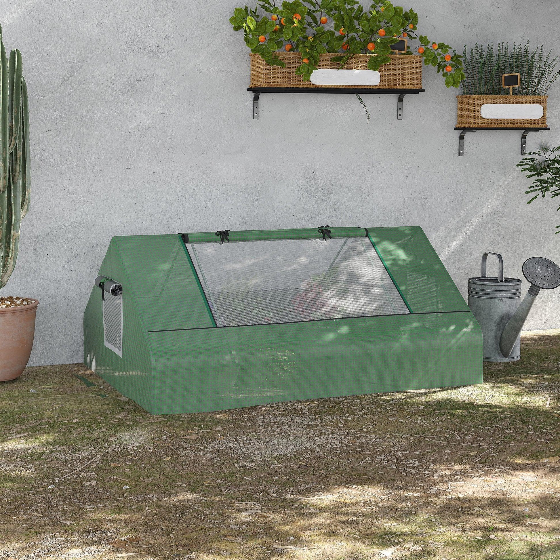 Outsunny 180 x 140 x 80cm Portable Mini Greenhouse with Zipped Windows, Green - ALL4U RETAILER LTD