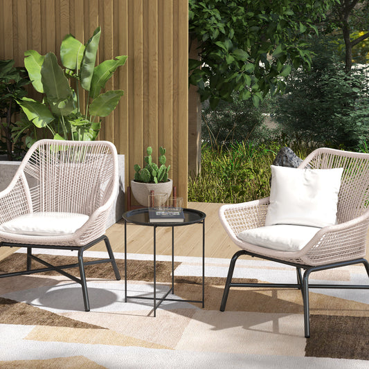 Outsunny Steel Removable Tray Top Garden Table With Folding Legs Black Outdoor Coffee Table For Patio Balcony