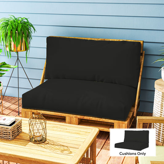 Outsunny Outdoor Pallet Seat and Back Cushions Set in Black 120x80 Cm Seat Cushion and 120x45 Back Cushion