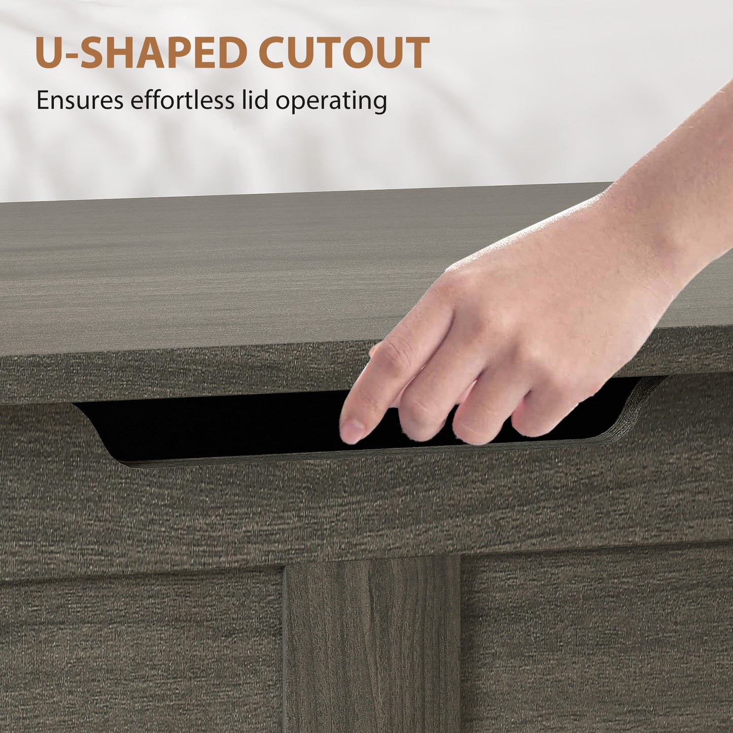 HOMCOM 100L Storage Ottoman Box With Safety Hinges In Charcoal Grey Seatable Trunk