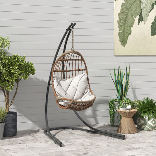 Outsunny Hammock Chair Stand Heavy Duty Metal Frame With Extra Large Base For Indoor Outdoor Use 150 Kg Capacity Black