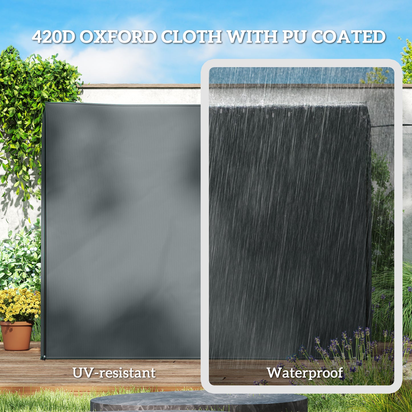 Outsunny 220 By 125 Cm Three Seater Swing Chair Protective Cover Grey Weatherproof Waterproof PU Coated Oxford Cloth