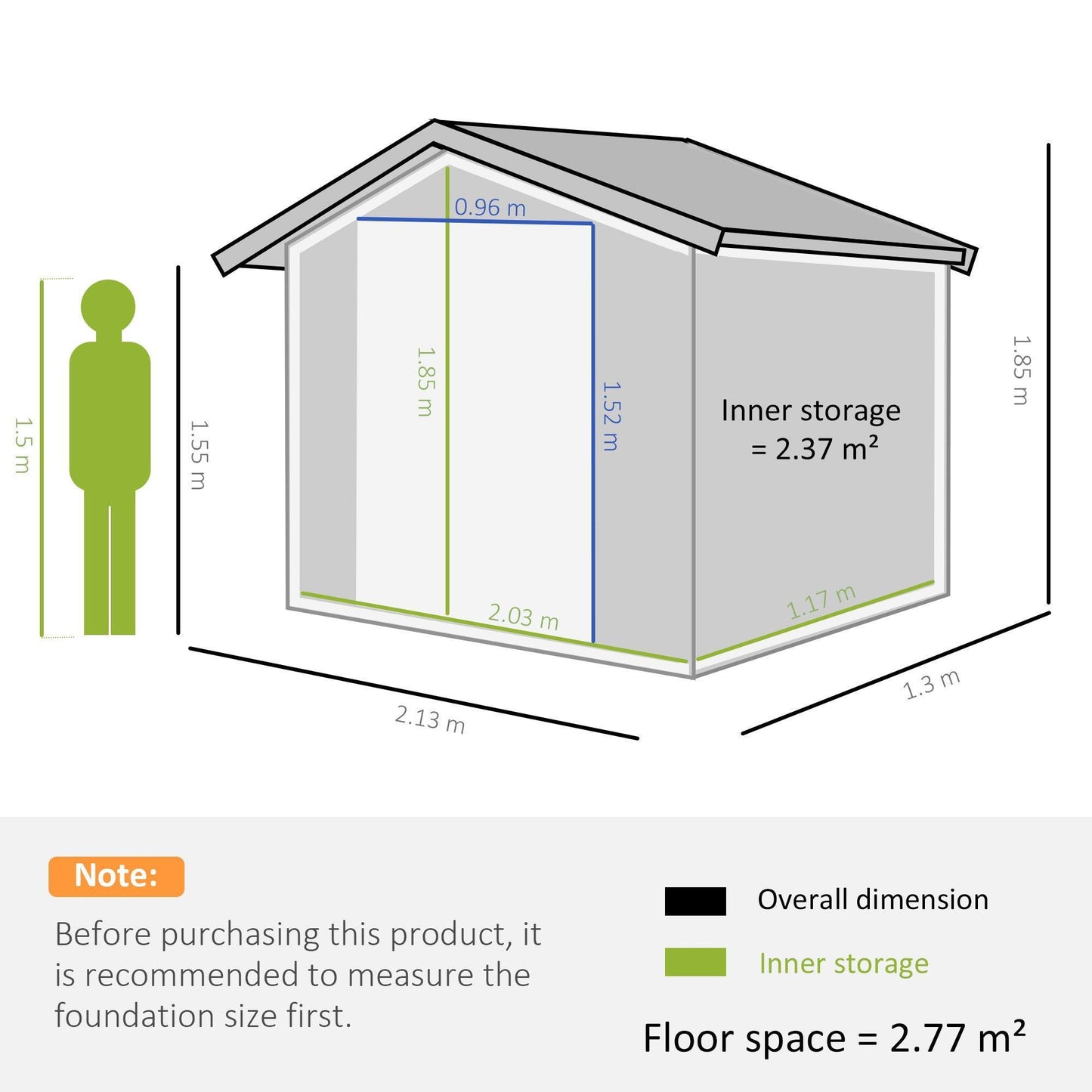 Outsunny Roofed Tool Shed - 7ft x 4ft, Dark Grey - ALL4U RETAILER LTD