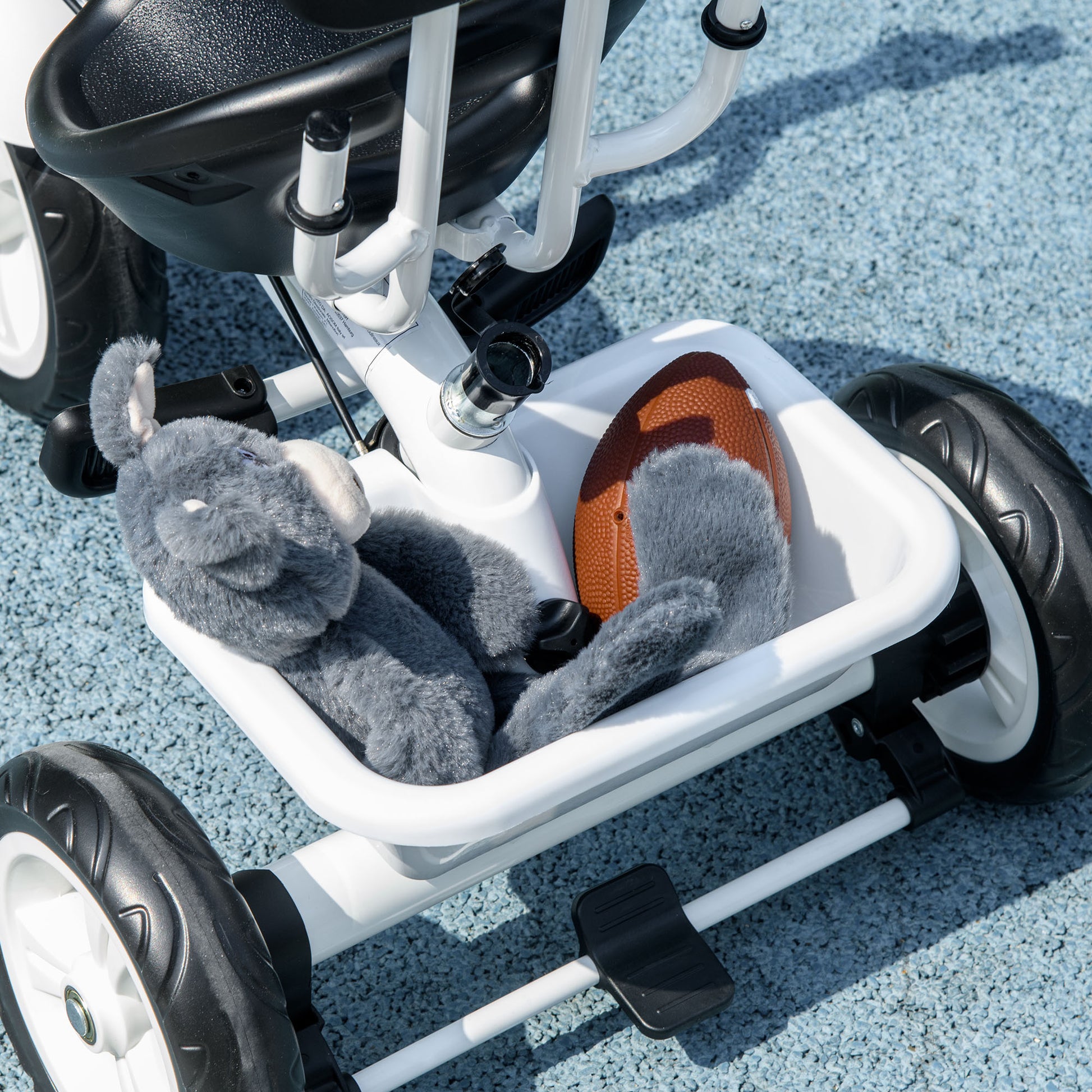 HOMCOM 6-in-1 Convertible Tricycle for Toddlers with Safety Harness and Removable Canopy, White - ALL4U RETAILER LTD