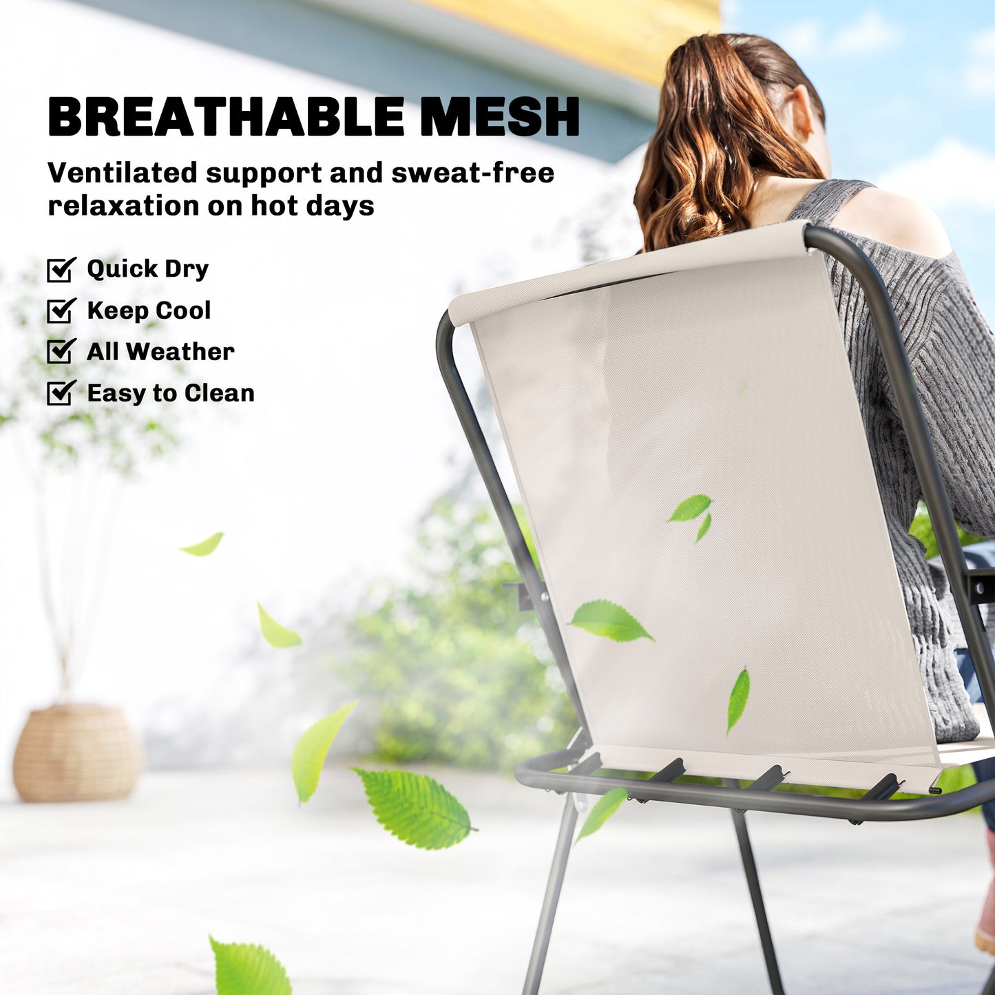 Outsunny 8 Piece Garden Dining Set With Umbrella, 6 Folding Chairs, Tempered Glass Table For Patio Cream