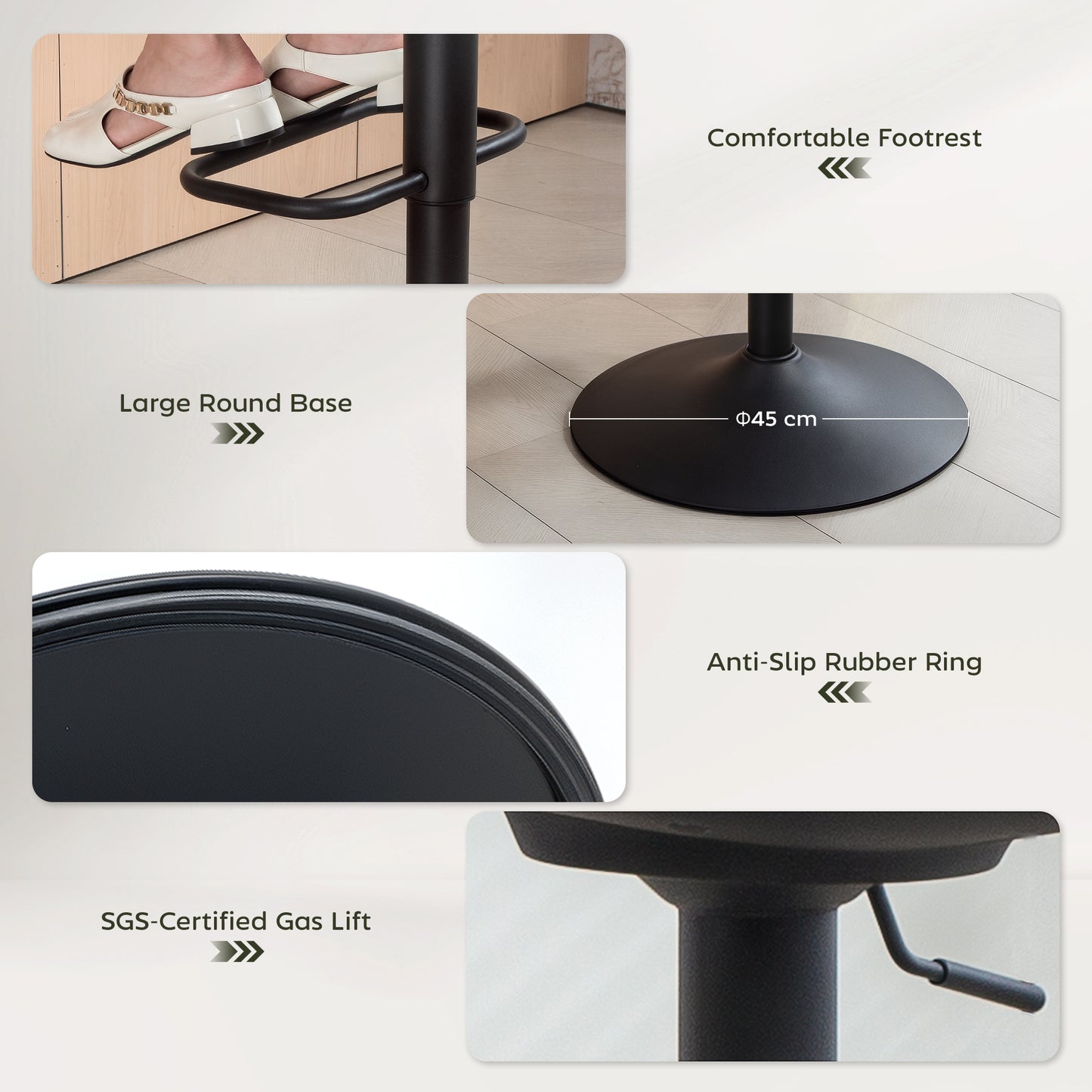 HOMCOM Set of Two Relaxed Tub Bar Stools Dark Green Adjustable Height 62 to 82 cm 360 Degree Swivel Seats