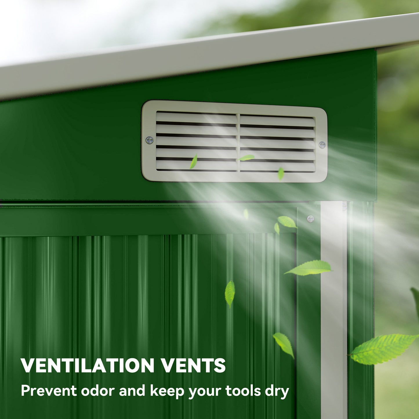 Outsunny 7.5 x 4.3 ft Metal Garden Storage Shed Waterproof Outdoor Shed With Triple Lockable Doors Green