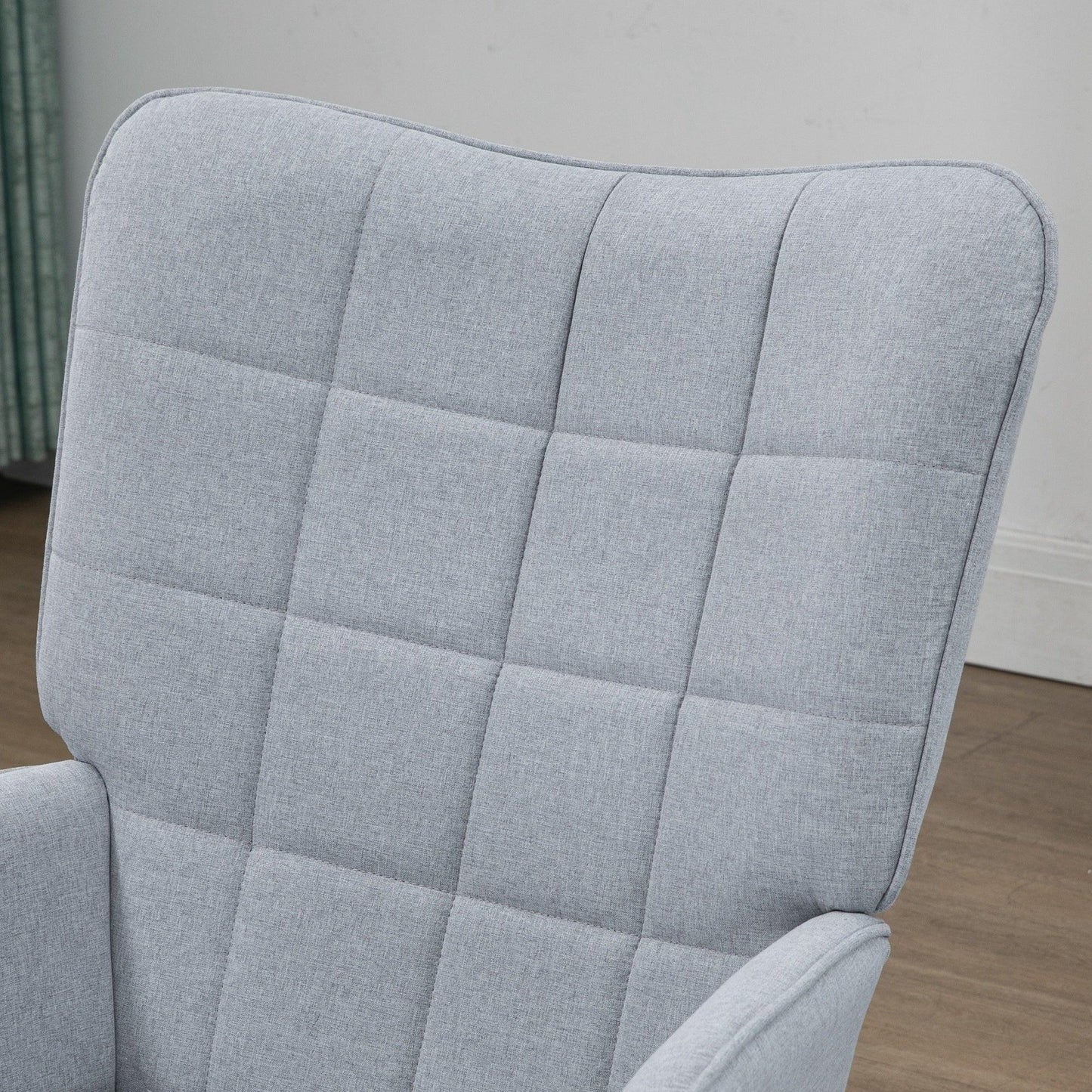 HOMCOM Living Room Chair with Footstool and Steel Legs, Light Grey - ALL4U RETAILER LTD