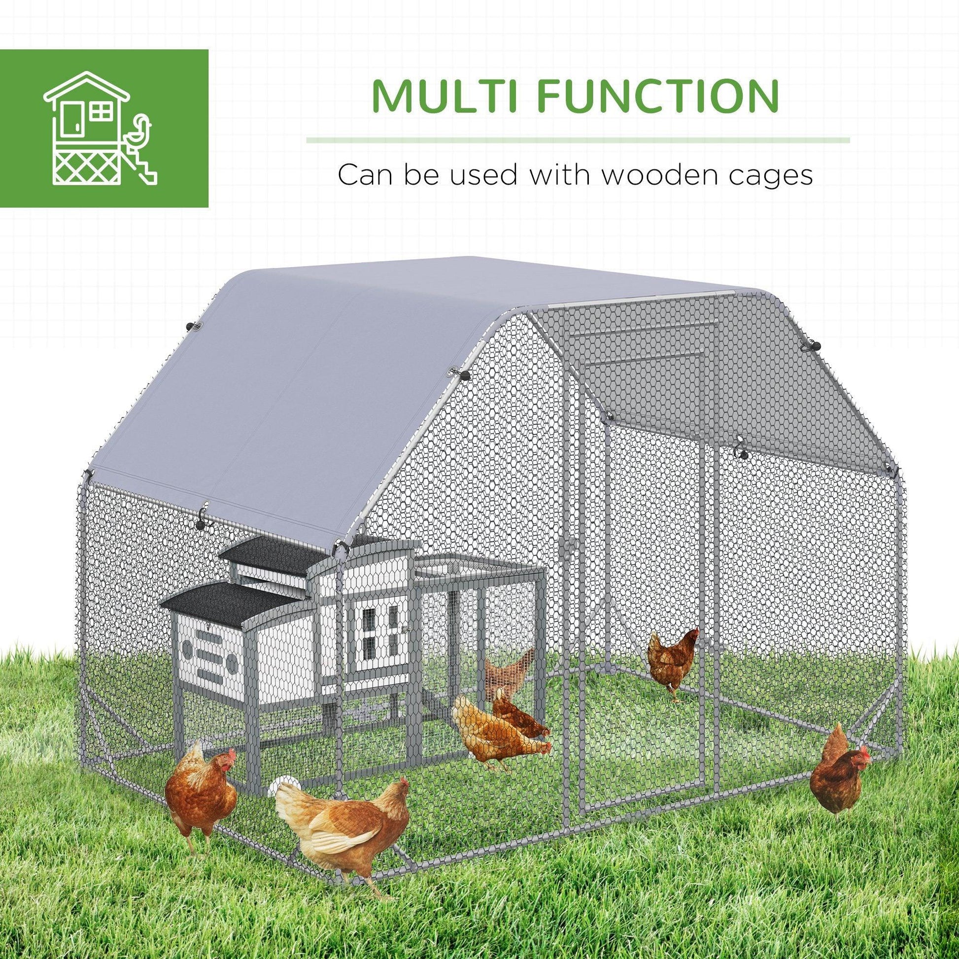 PawHut Chicken Run with Roof, Walk In Coop for 4-6 Chickens - ALL4U RETAILER LTD