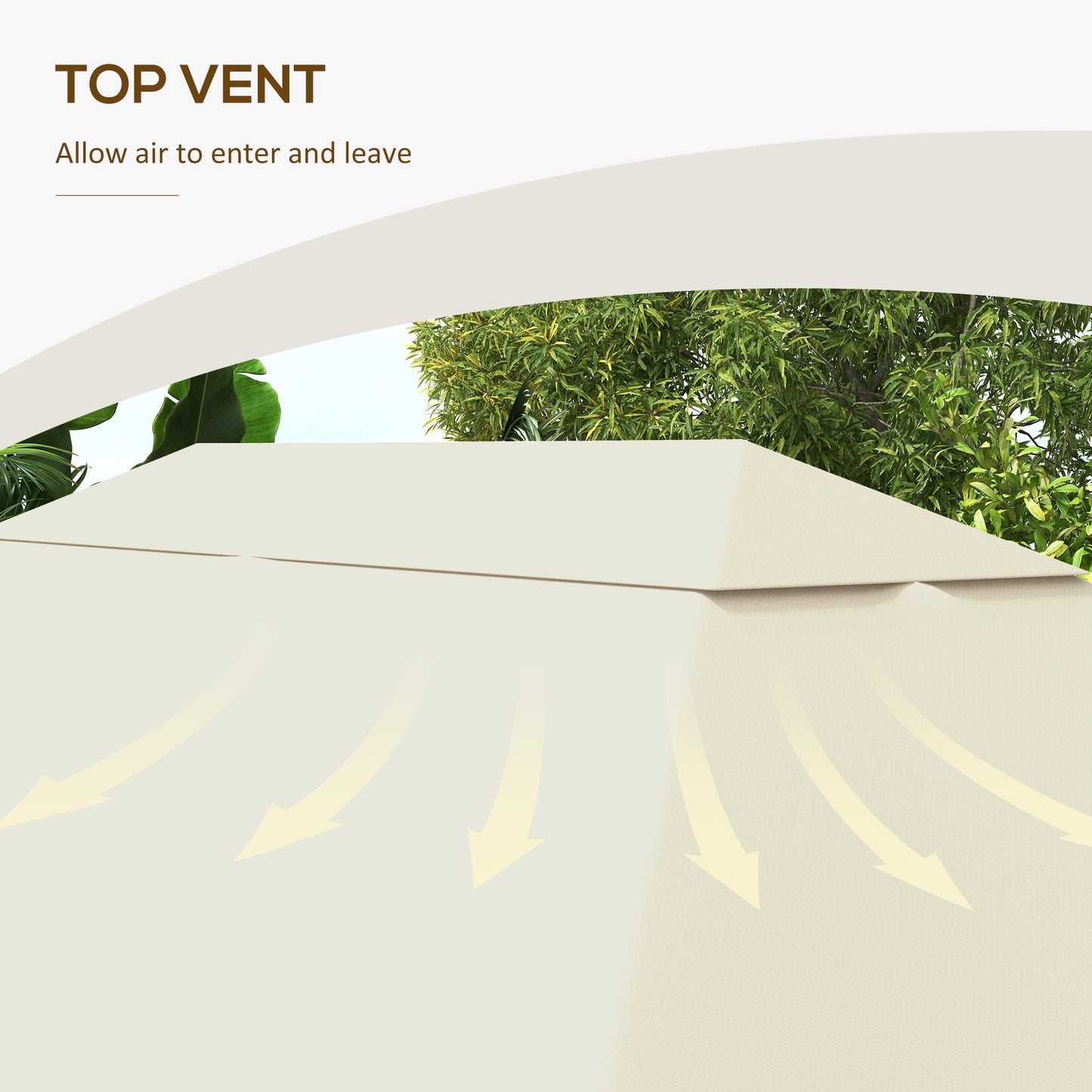 Outsunny 3 x 4m Gazebo Canopy Replacement Cover Top Cover Only Cream White Weather Resistant PA Coated Polyester