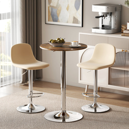 HOMCOM Round Bar Table With 360 Degree Swivel And Adjustable Height For Kitchen Cafe Rustic Brown