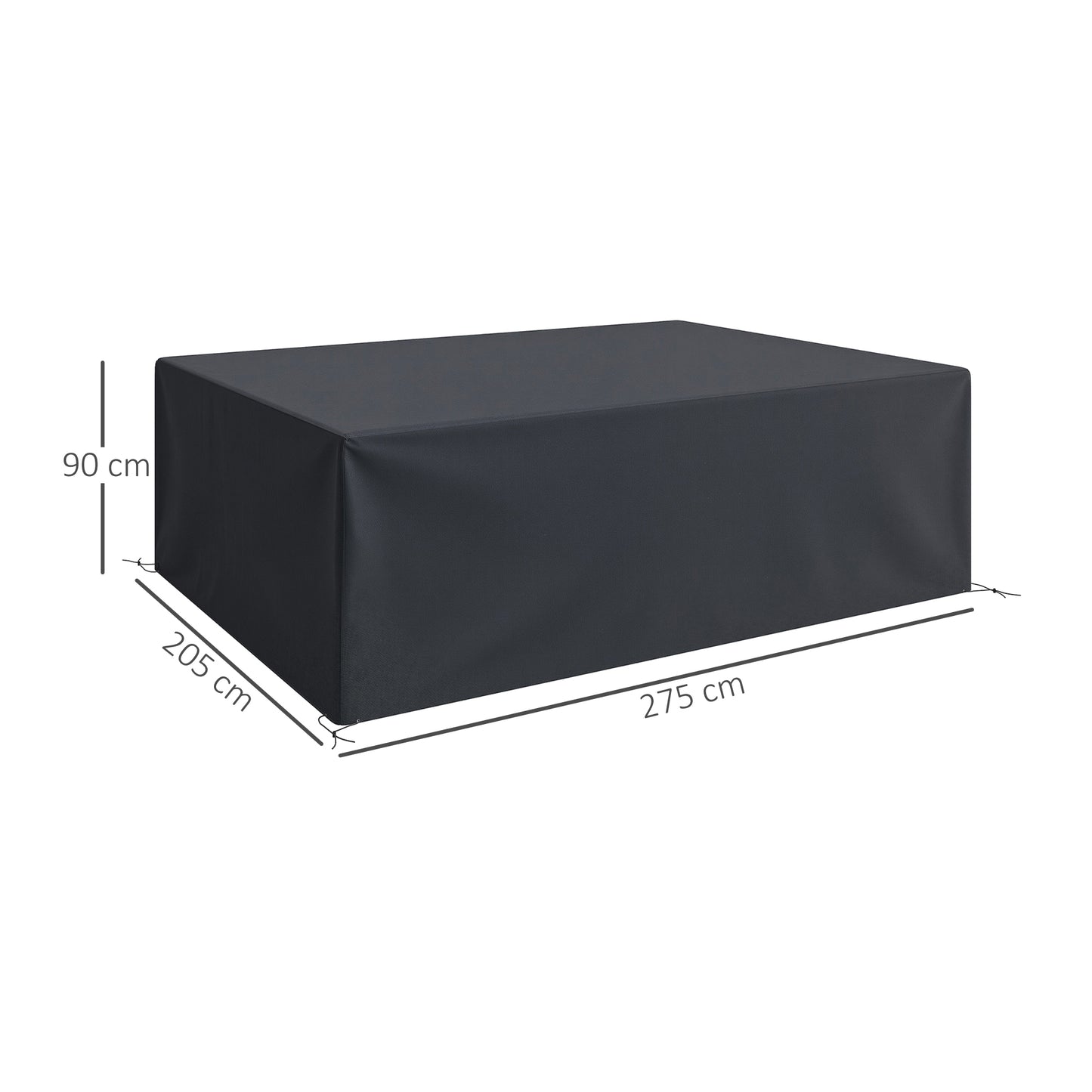Outsunny 600D Oxford Furniture Sofa Cover Waterproof UV Resistant Rattan Lounger Cover 275L x 205W x 90Hcm Black