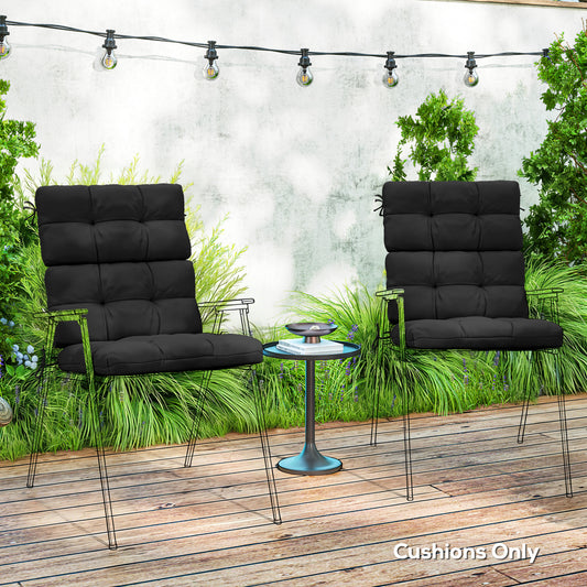 Outsunny 2 Piece Replacement Seat Cushions With Backrest And Ties For Garden Patio Chairs Black