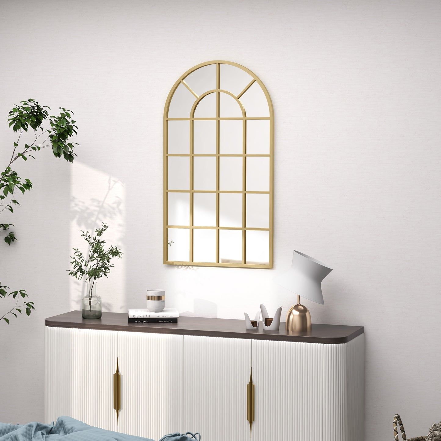 HOMCOM Arched Wall Mirror 110 x 65 cm For Bedroom And Living Room Modern Home Decor