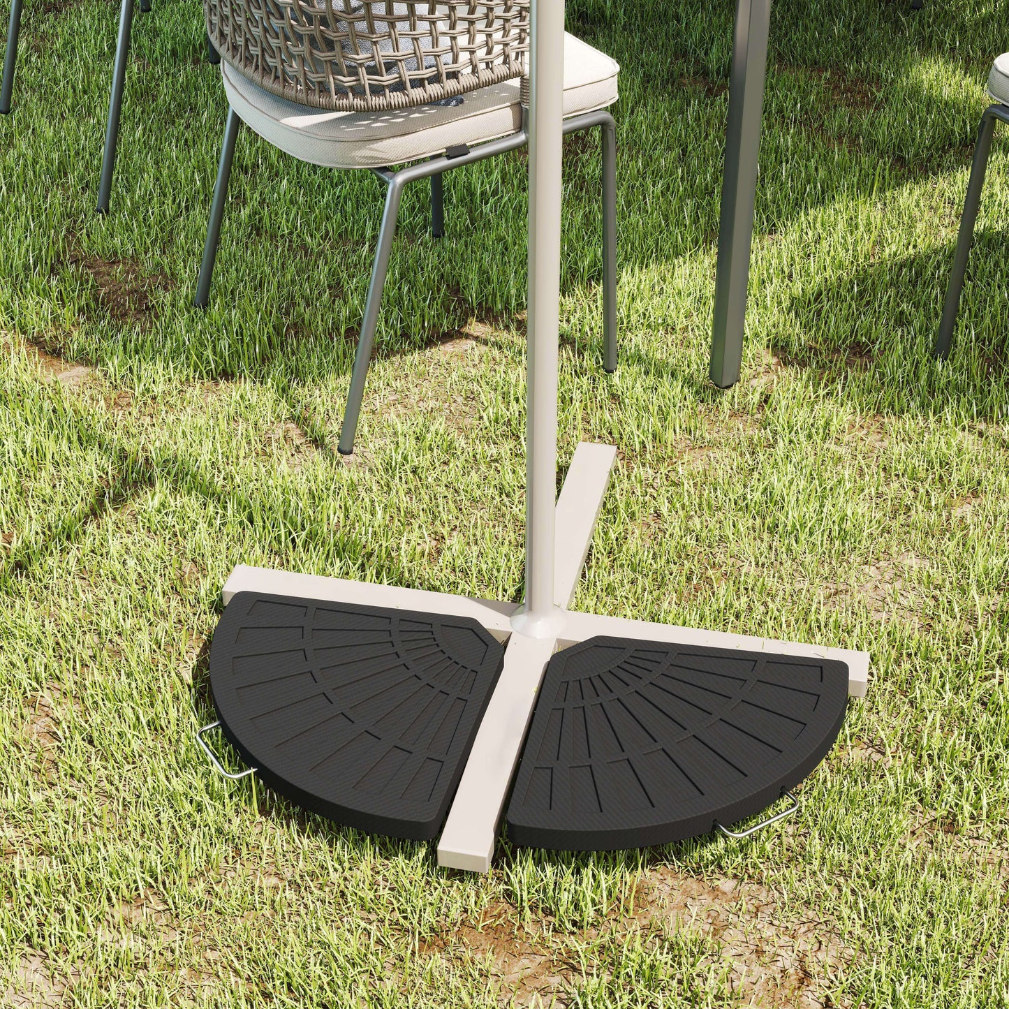 Outsunny 2 Piece Parasol Base Set 28kg Resin Umbrella Stand Weights For Cantilever Parasol Bronze