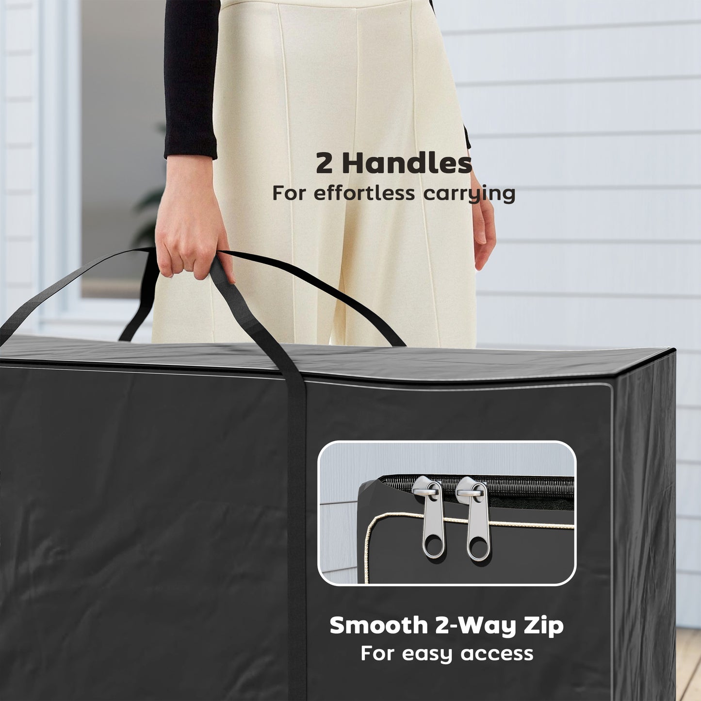 Outsunny 720 L Waterproof Garden Cushion Storage Bag Black Outdoor Cushion And Patio Accessory Storage