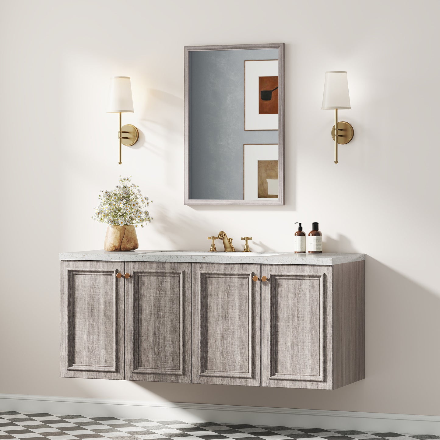 HOMCOM Wall Mounted Mirror 40 By 60 cm Grey For Bathroom Living Room Bedroom Hallway Rectangle Shatterproof