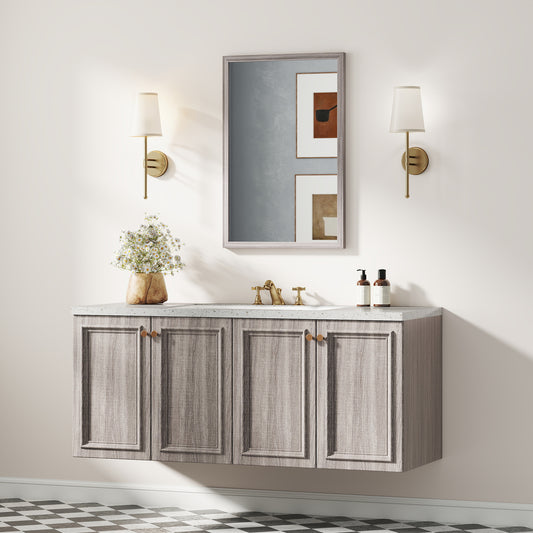 HOMCOM Wall Mounted Mirror 40 By 60 cm Grey For Bathroom Living Room Bedroom Hallway Rectangle Shatterproof