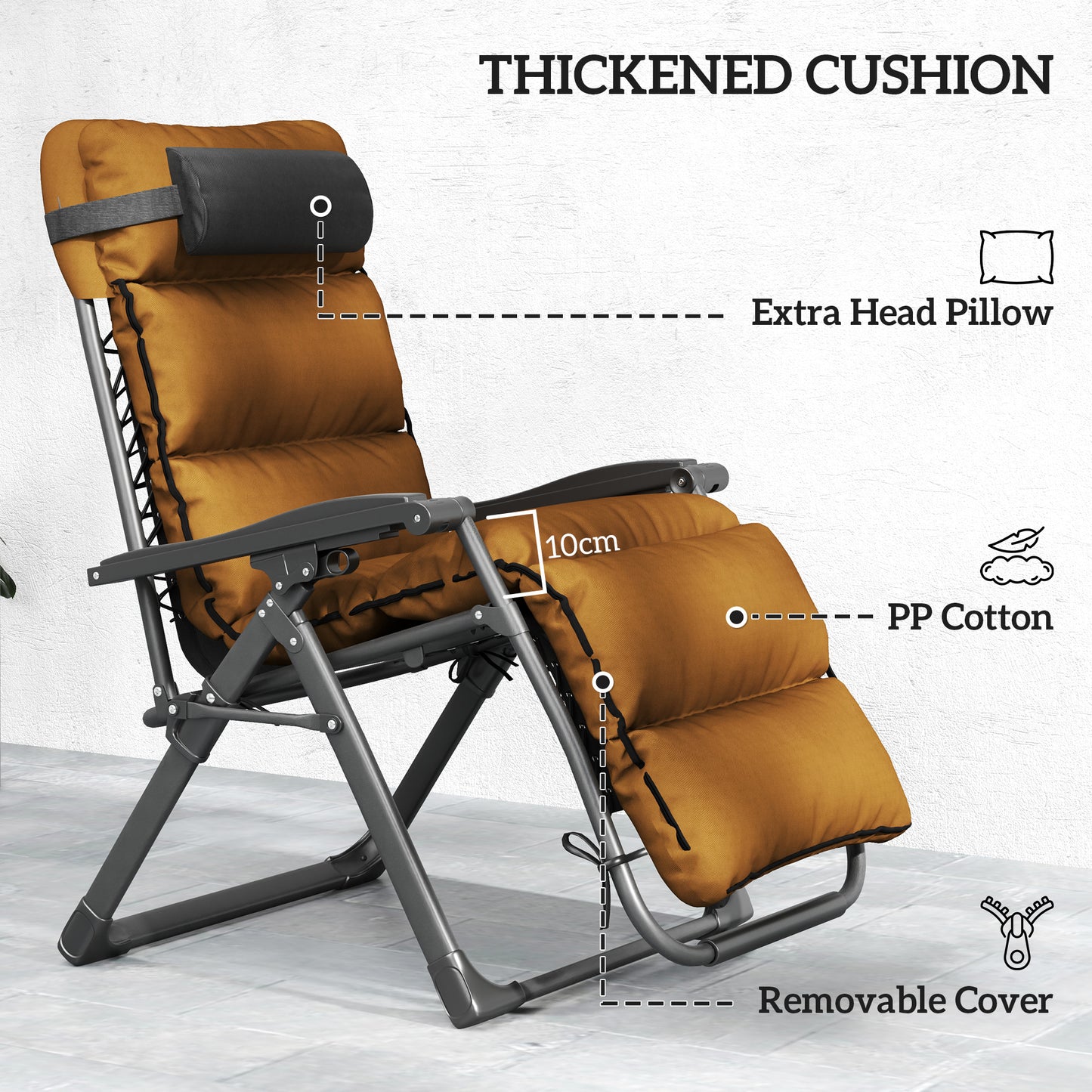 Outsunny Set Of Two Reclining Sun Loungers With Cushions For Outdoor Patio Brown