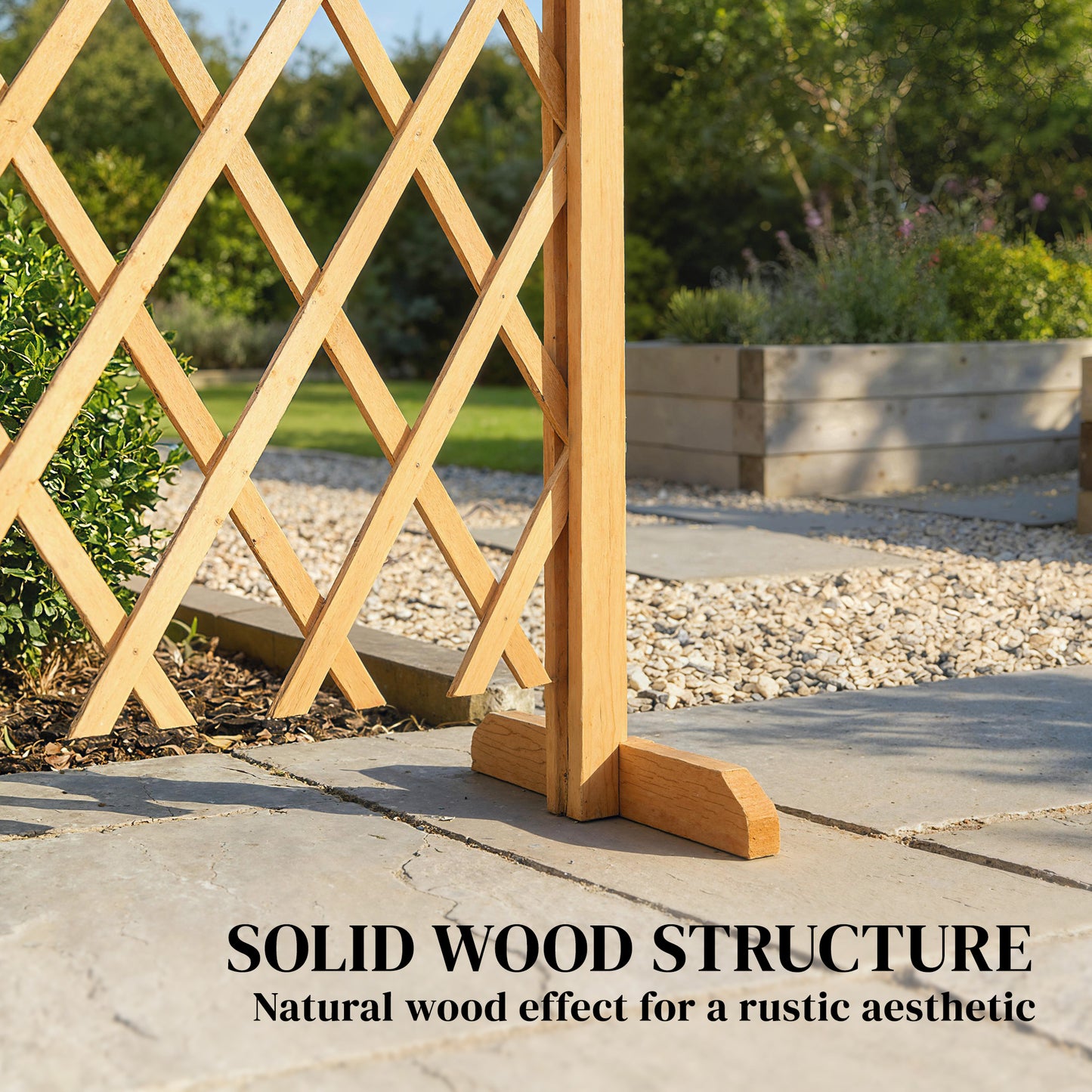 Outsunny 2 Pack Expanding Fence Panels Freestanding Wooden Garden Fence With Stable Feet 180 x 30 x 103 cm Brown
