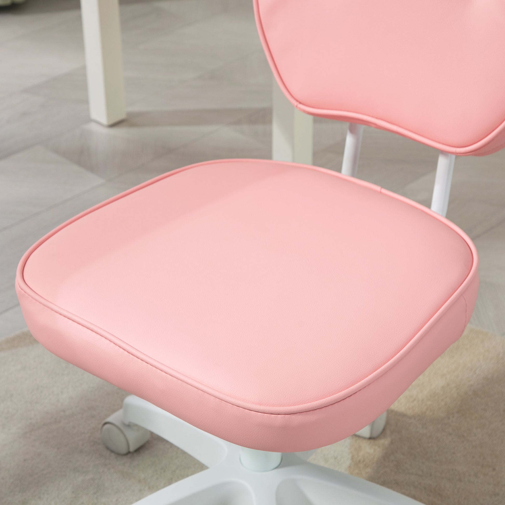 Vinsetto Pink PU Leather Swivel Office Chair with Adjustable Height and Armless Design - ALL4U RETAILER LTD