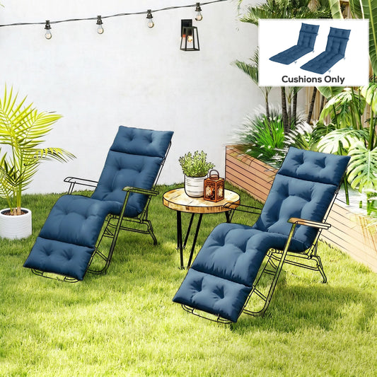 Outsunny Set of Two 190 by 56 cm Sun Lounger Cushions Navy Blue for Outdoor Recliner