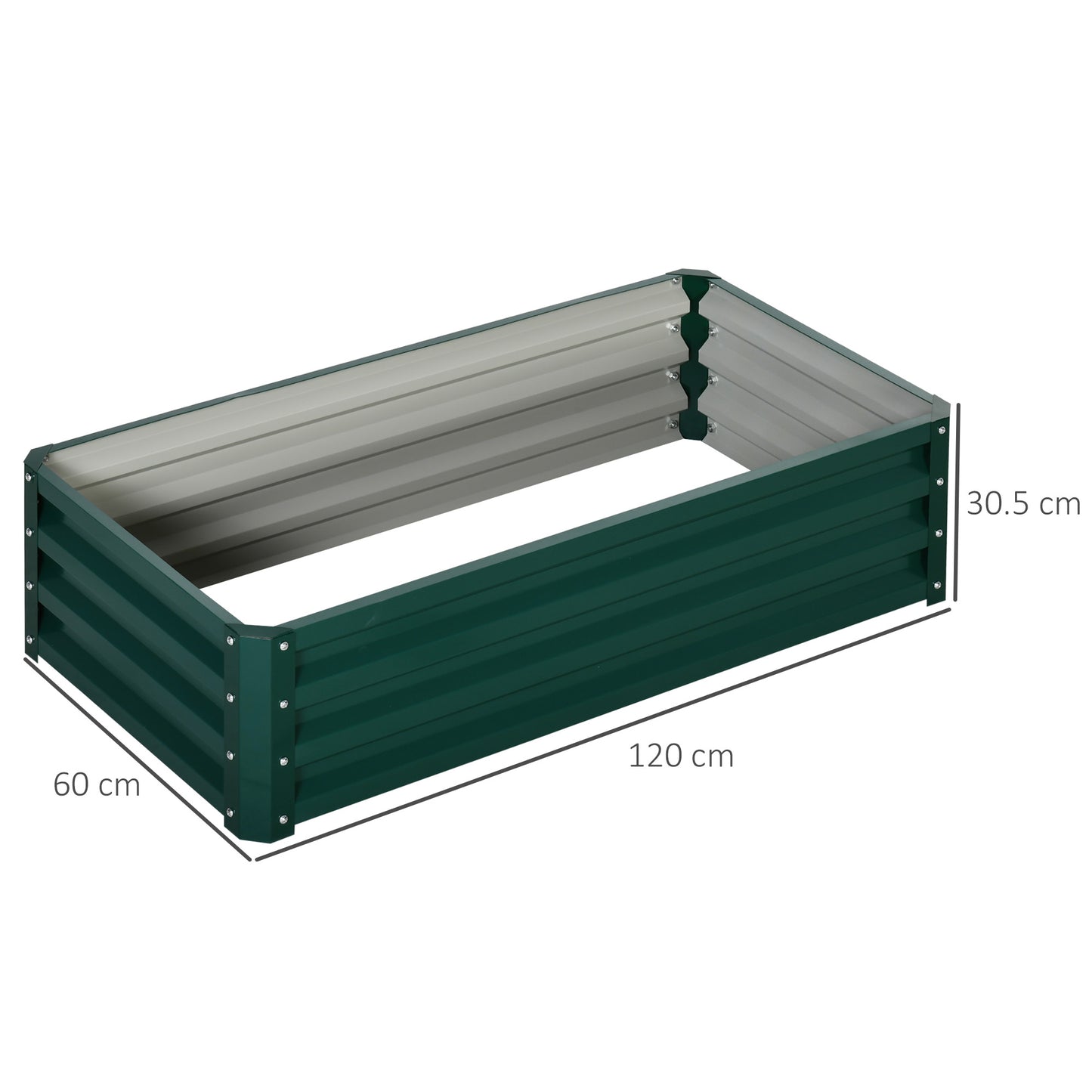 Outsunny Set Of 2 Raised Garden Beds Galvanised Outdoor Planters For Herbs And Vegetables For Patio Balcony Green