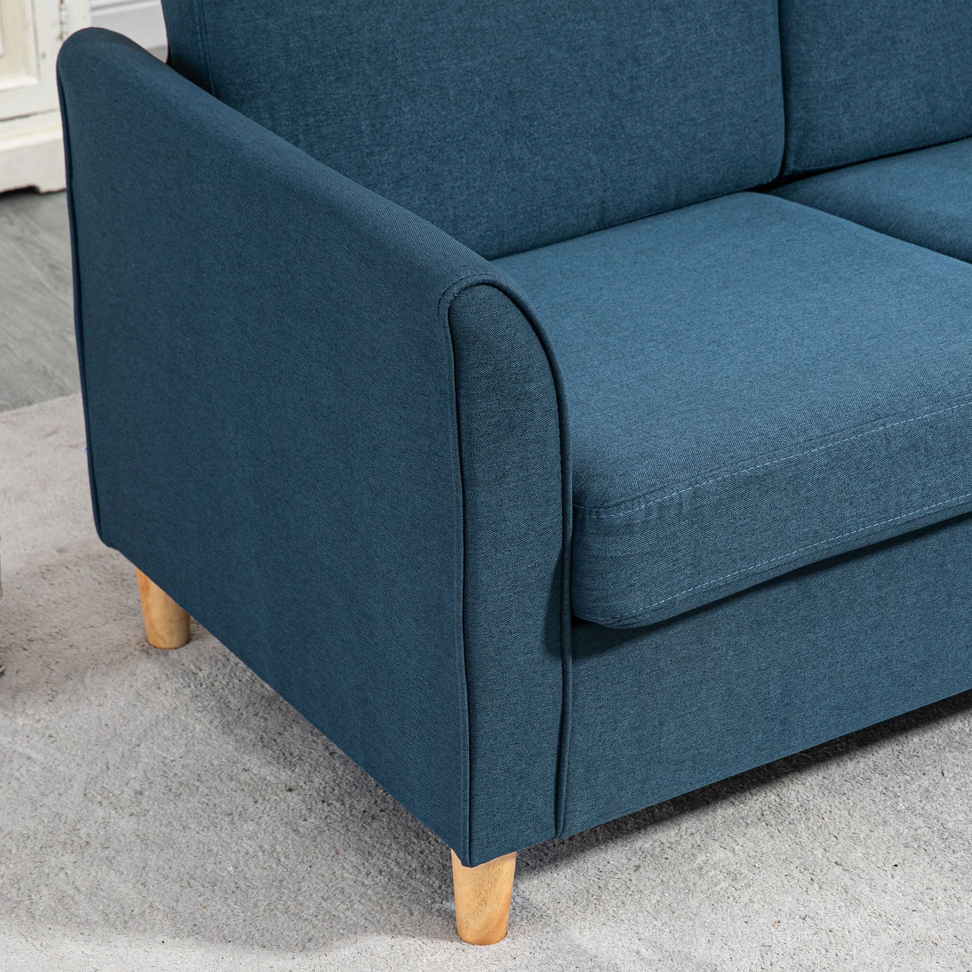 HOMCOM Compact Blue Two-Seater Loveseat Sofa with Armrests for Living Room - ALL4U RETAILER LTD