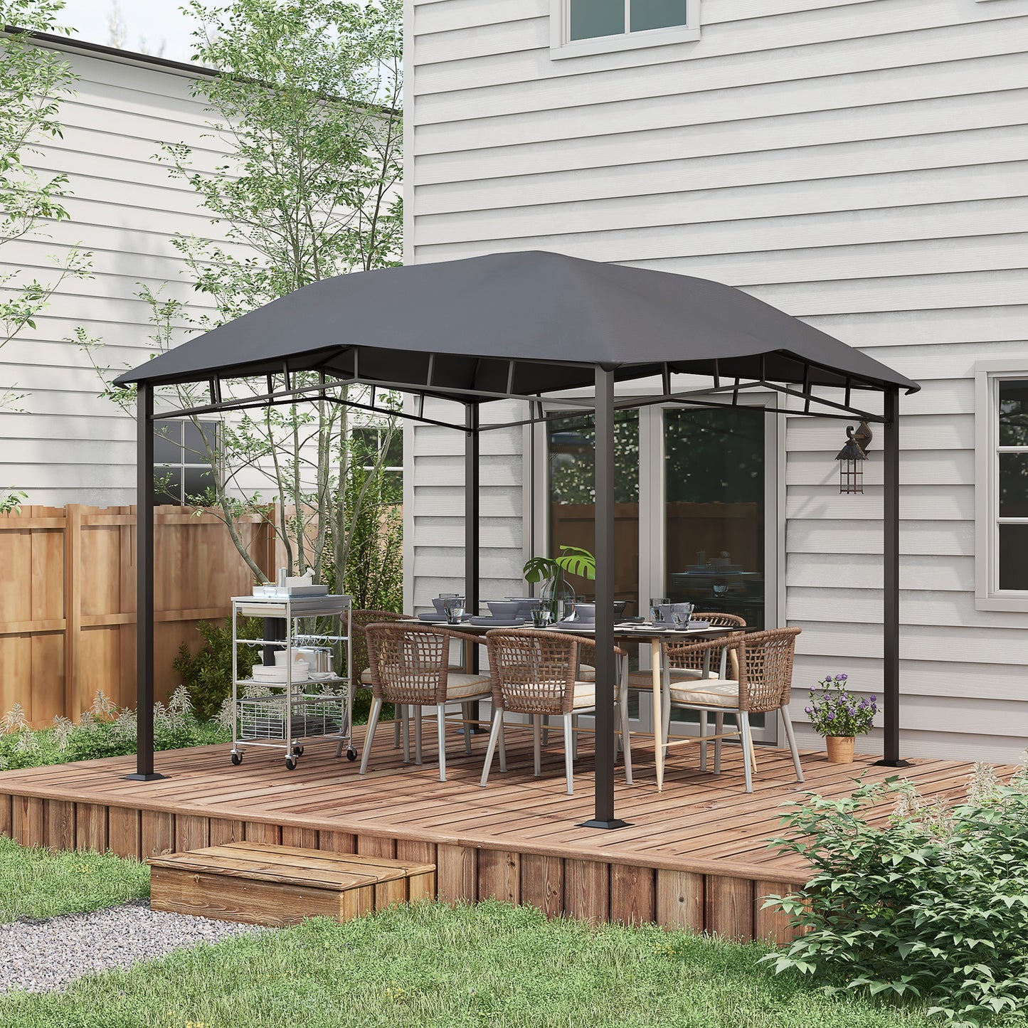 Outsunny 3x3m Outdoor Gazebo With Steel Frame Sunshade Canopy Pavilion Grey Weather Resistant UV Protection Assembly