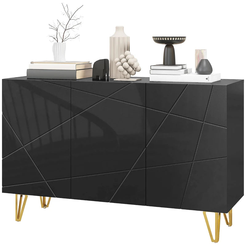 HOMCOM Modern Luxe High Gloss White Sideboard with Hairpin Legs - Stylish Storage Cabinet - ALL4U RETAILER LTD