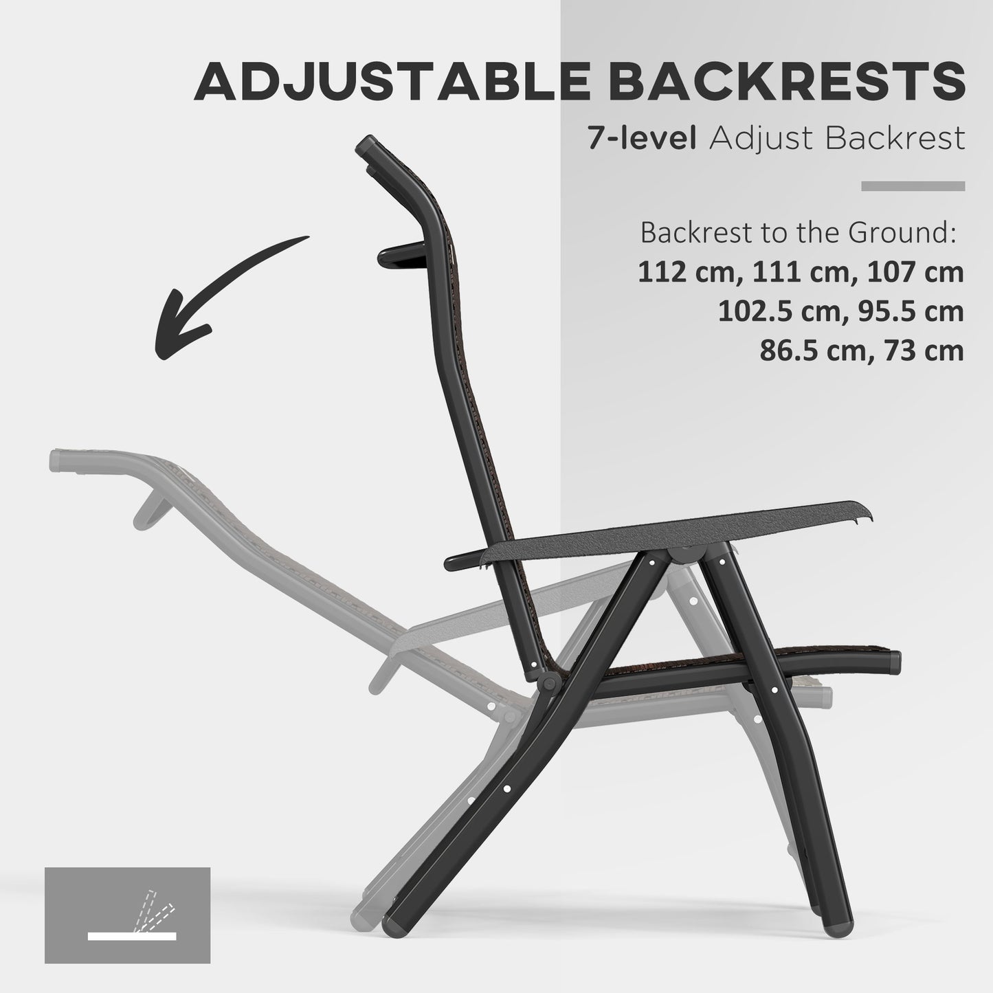 Outsunny Four Folding Garden Chairs With Seven-Position Adjustable Backs Dark Brown