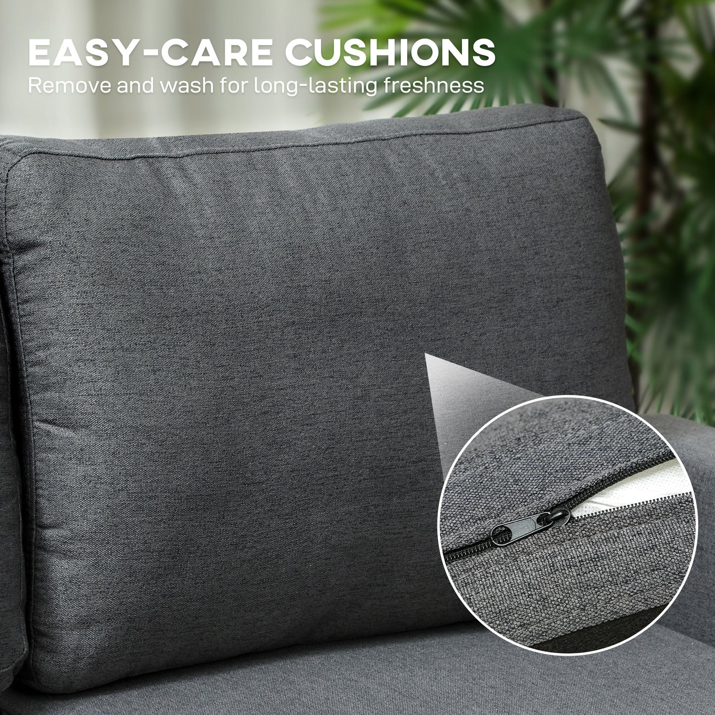 HOMCOM Three Seater Storage Sofa Bed With Hidden Chaise Storage And High Density Cushions Charcoal Grey