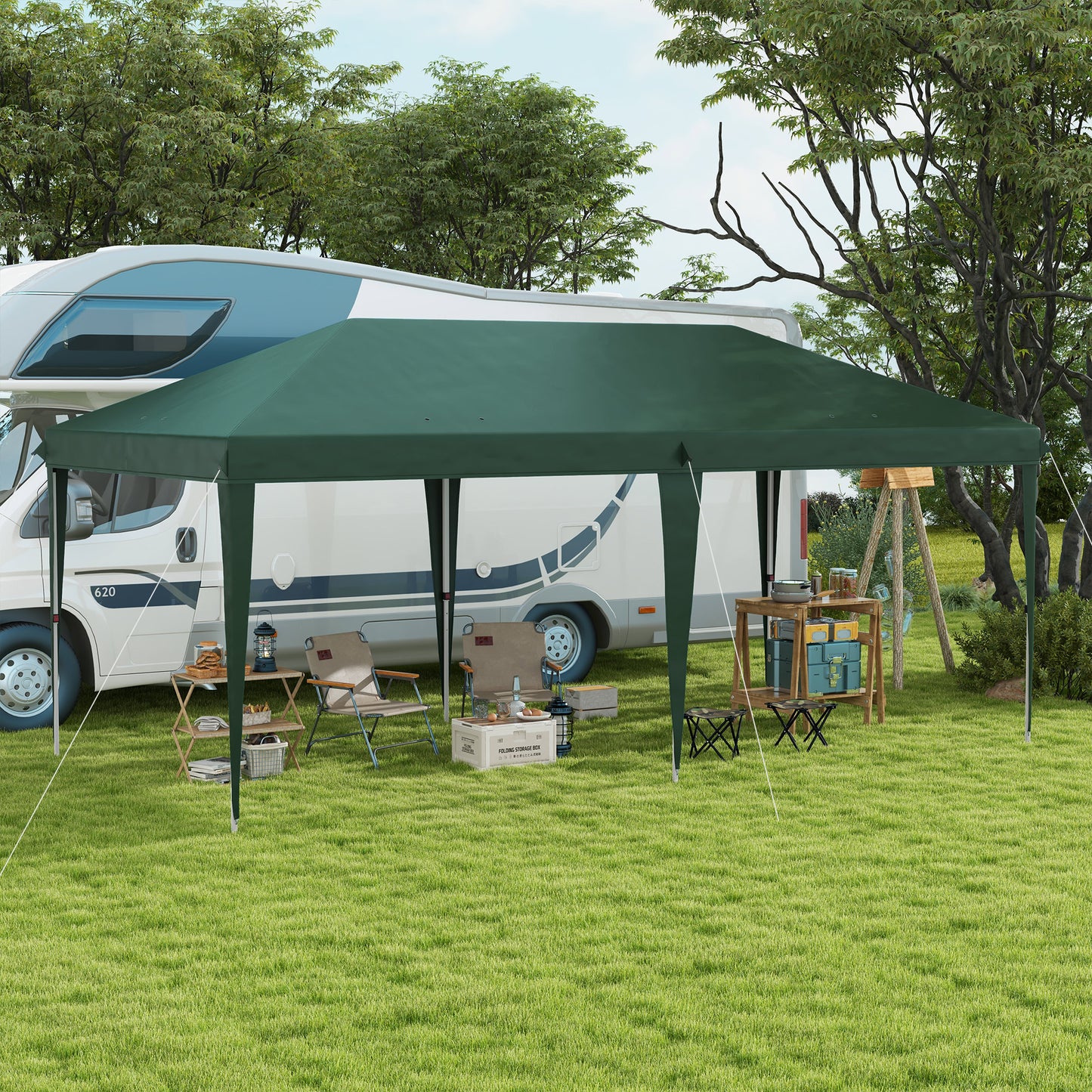 Outsunny 6 x 3 m Pop-Up Gazebo With Steel Frame Green Outdoor Shelter For Garden Parties